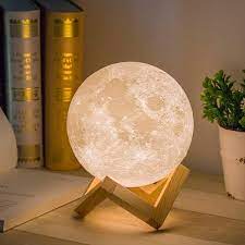 8cm Moon Lamp LED Night Light Battery Powered With Stand Moon Lamp